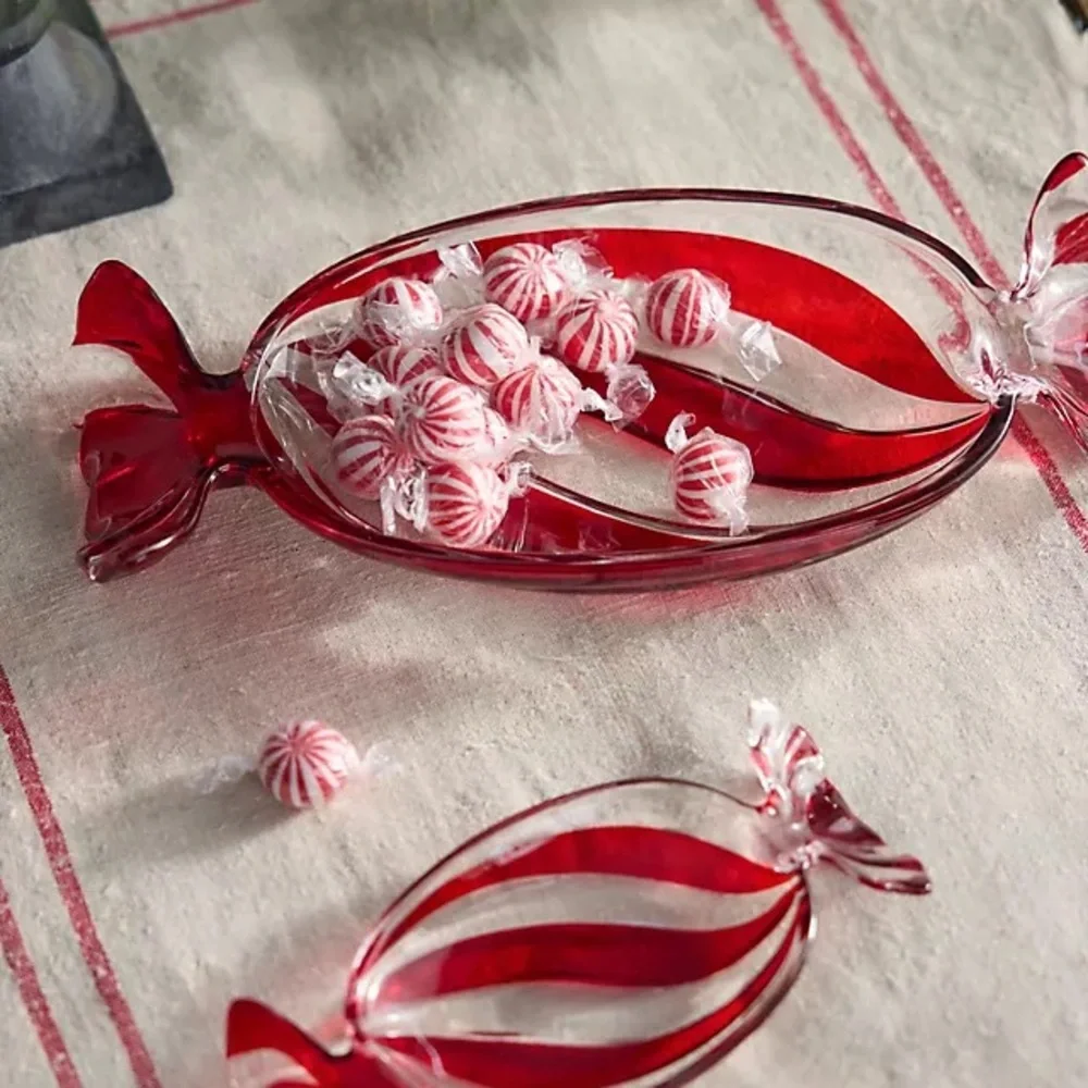 Striped Glass Candy Dish~ • Large: 1.8